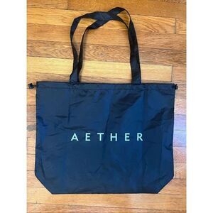 AETHER Packable Drawstring Tote Bag – Black
